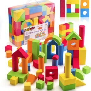 JaxoJoy Foam Building Blocks for Kids- 108 Piece EVA Foam Blocks Gift