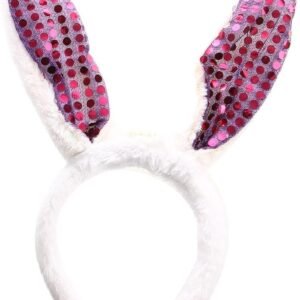 LED Light Up Flashing Sequin Bunny Ears - Various Styles Dk Purple