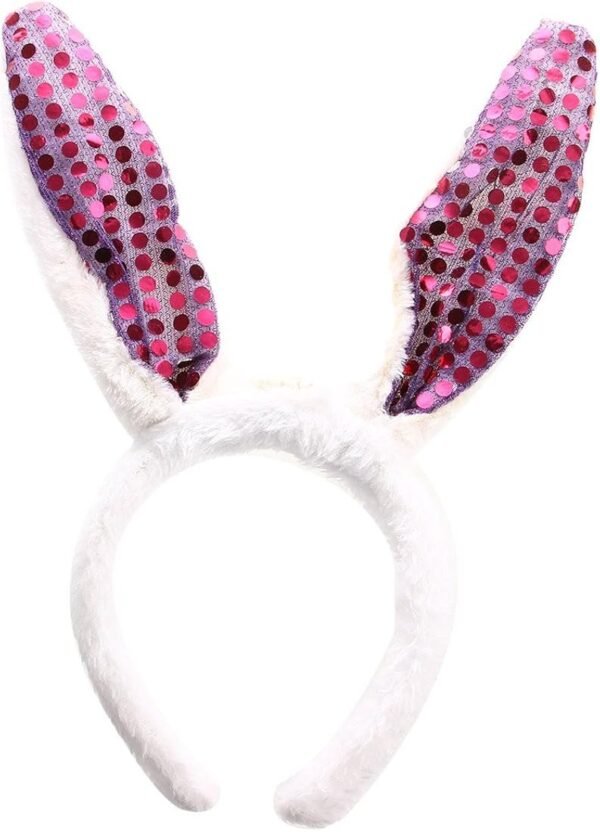LED Light Up Flashing Sequin Bunny Ears - Various Styles Dk Purple
