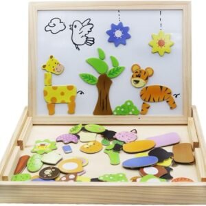 Wooden Toys Magnetic Puzzles Kids Wooden Games 109 Pieces Double Side Education