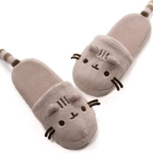 GUND Pusheen Cat Plush Stuffed Animal Slippers, Tan, 12 Kit