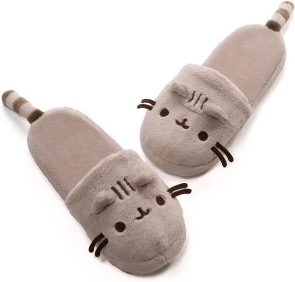 GUND Pusheen Cat Plush Stuffed Animal Slippers, Tan, 12 Kit