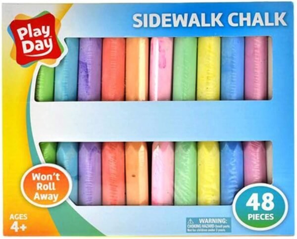 Play Day 48-Piece Wont Roll Away Sidewalk Chalk Kit Toy