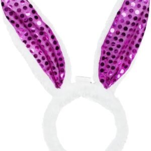 LED Light Up Flashing Sequin Bunny Ears - Various Styles Lt Purple