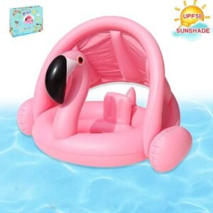 Brave Hours Flamingo Baby Inflatable Toddler Pool Float Swimming Ring with Sun