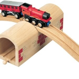 maxim enterprise, inc. Wooden Train Track Over & Under Tunnel Bridge Easy-Connect