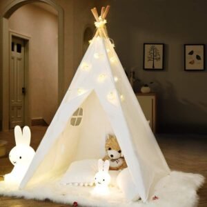 IREENUO Teepee Tent for Kids with Twinkle Star Lights & Carry Case