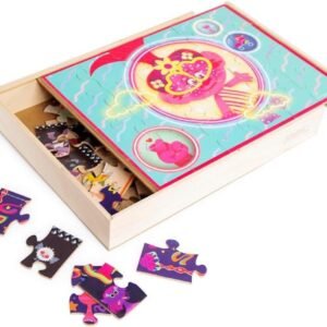 Trolls World Tour - 5 Puzzles with Tray and Wooden Storage Box