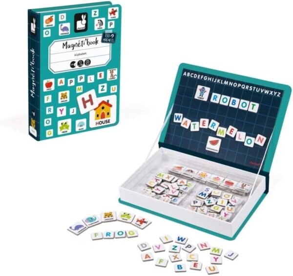 Janod MagnetiBook 143 pc Magnetic Educational Alphabet Game for Learning to Read