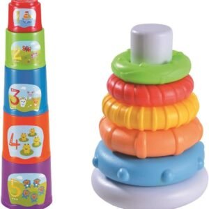 Oojami 2-in-1 Stacking Ring and Stacking Cups - Safety Tested - Developmental