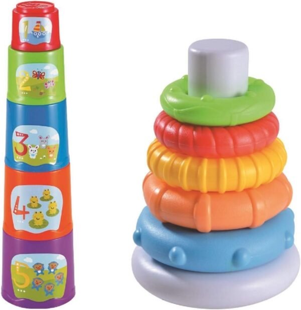 Oojami 2-in-1 Stacking Ring and Stacking Cups - Safety Tested - Developmental