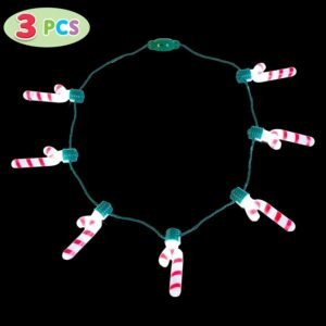 3 Pack Christmas LED Candy Necklace Light Up Holiday Accessories Party Favors