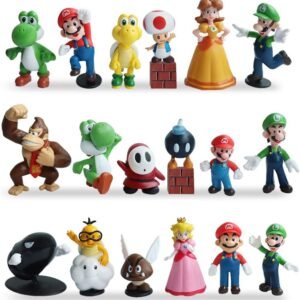 HXDZFX 20 PCS Super Mario Action Figures,Super Mario Bros Figurines,Luigi,Yoshi,Peach Princess,Daisy Princess,Coin,Brick,Perfect