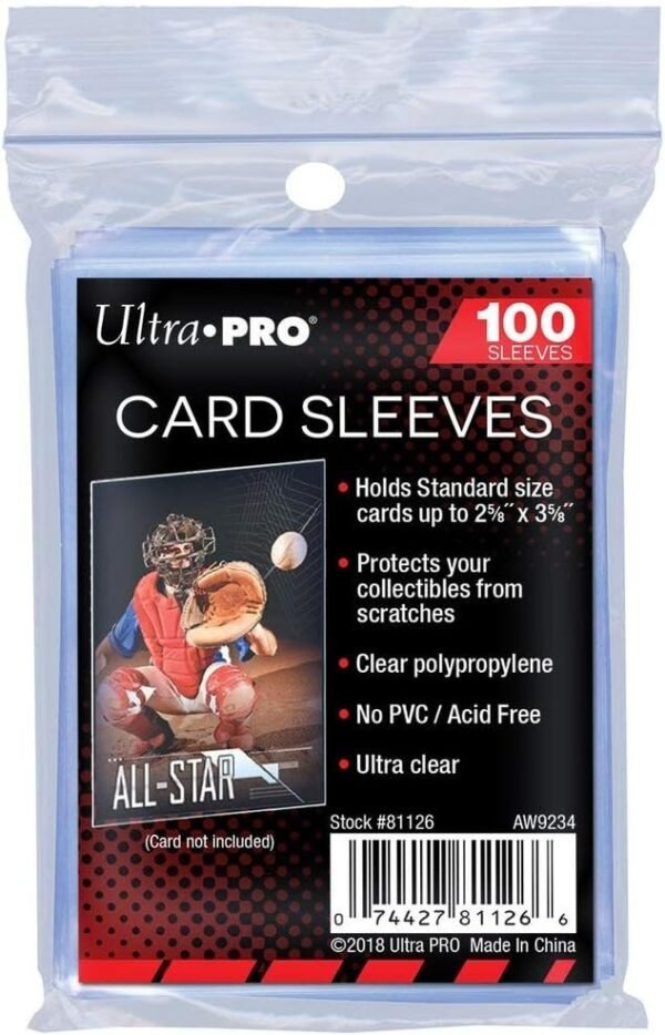 Ultra Pro Soft Card Sleeves 2-5/8 X 3-5/8, Ultra Clear 100Count
