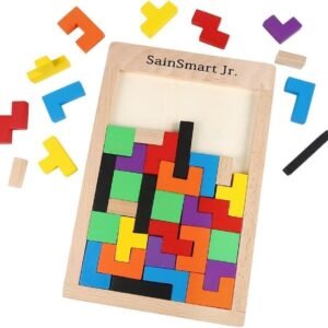 SainSmart Jr. Wooden Tetris Puzzle 40 Pcs Brain Teasers Toy for Kids,