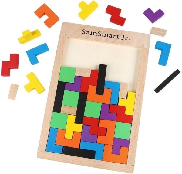 SainSmart Jr. Wooden Tetris Puzzle 40 Pcs Brain Teasers Toy for Kids,