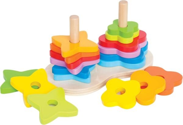 Award Winning Hape Double Rainbow Stacker Wooden Ring Set Toddler Game