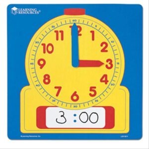 Learning Resources Write & Wipe Demonstration Clock, Easy-to-Read, 12 Square Clock, Ages