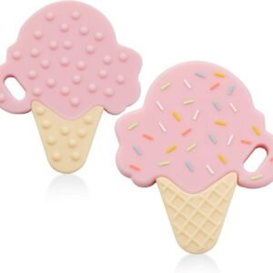 Ali+Oli Baby Teether Pink Ice Cream BPA & Phthalates Free Freezer Friendly