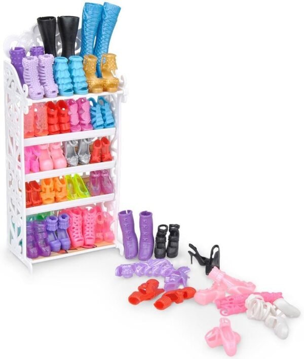 E-TING Doll Shoes Rack Shoes Shelf Accessory with 20 Pairs High Heel