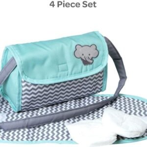 Adora Zig Zag Diaper Bag For Baby Doll Accessories in Teal Pattern