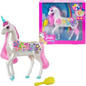 Barbie Dreamtopia Brush n Sparkle Unicorn with Lights and Sounds, White with