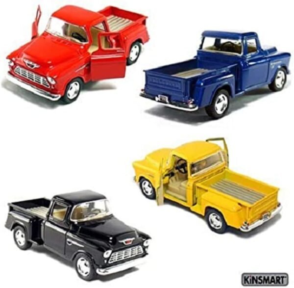 Set of 4 die-cast Chevy Stepside Pick-Up 1/32 Scale, Pull Back Action