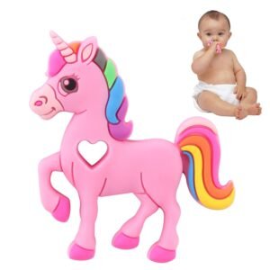 Bestwin Baby Teething Toy, Bendable & Freezer Friendly Unicorn Teethers, Soft Silicone,