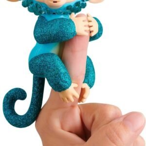 WowWee Fingerlings Monkeys - Fingerblings - Glam Turquoise/Blue - Friendly Interactive Toy