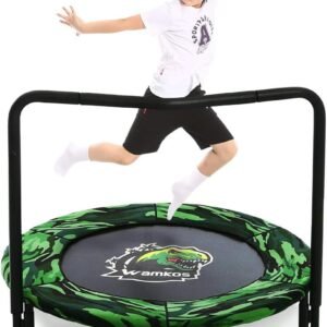 Wamkos 2020 Upgraded Dinosaur Mini Trampoline for Kids with Handle,Foldable Kids Trampoline