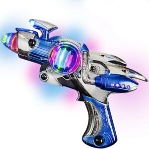 ArtCreativity Blue Super Spinning Space Blaster Laser Gun with Flashing LEDs and