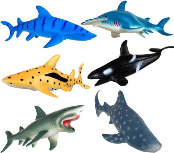 Shark Toys Figures,Ocean Animals,Plastic Sea Creatures,Kids Gifts,Zoo Animals,Aquatic Educational Toys,6 Piece