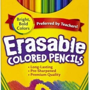Crayola Erasable Colored Pencils, 12 Non-Toxic, Pre-Sharpened, Kids 4 & Up