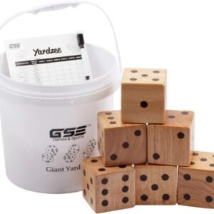 3.5-Inch Premium Oak Hardwood Giant Yard Dice Set with Bucket, and Yardzee