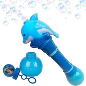 ArtCreativity Light Up Dolphin Bubble Blower Wand - 11.5 Inch Illuminating Bubble