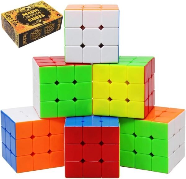 Speed Cube 6 Pack Magic Cube 3x3x3 Cube; Easy Smooth Turning Stickerless