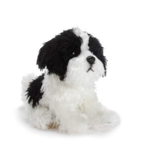 DEMDACO Sitting Small Havanese Dog Black and White Childrens Plush Stuffed Animal
