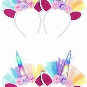 Legends Collector Set of 4 LED Flashing Light-Up Unicorn Headband 2-Color, Colors