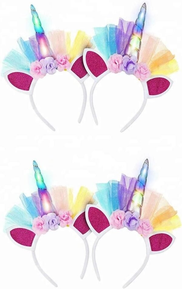 Legends Collector Set of 4 LED Flashing Light-Up Unicorn Headband 2-Color, Colors