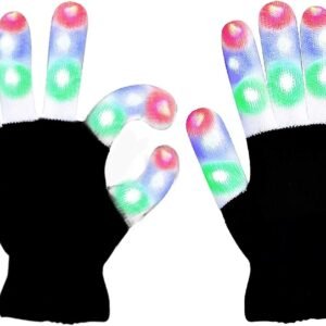 YOUAU LED Gloves Lights Flashing Finger Lights 3 Colors 6 Modes Halloween