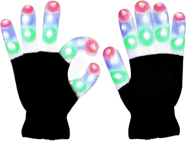 YOUAU LED Gloves Lights Flashing Finger Lights 3 Colors 6 Modes Halloween