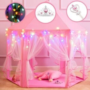 Princess Castle Play Tents for Girls, Kids Play Tent with Star Lights,