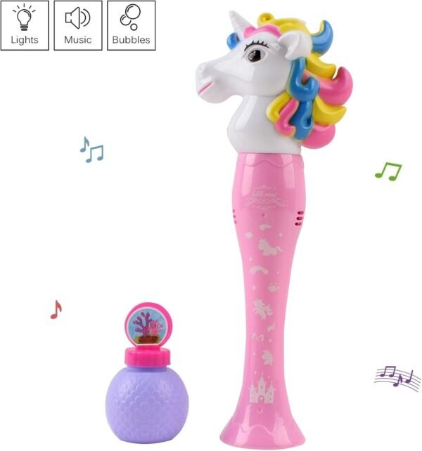 Vokodo Unicorn Bubble Blower Wand 14 Inch Blows Hundreds Per Minute With