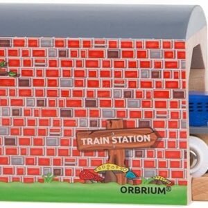 Orbrium Toys Large Wooden Train Tunnel for Wooden Railway Fits Thomas Brio