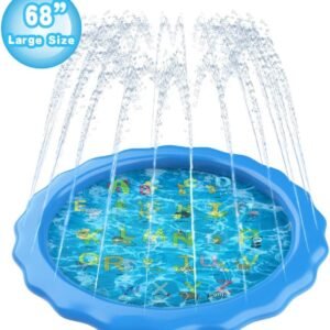XBUTY 3-in-1 68 Splash Pad, Sprinkler for Kids and Toddler Pool for