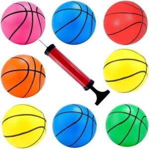 Hercugifts 6.3 Inches Toy Basketballs 8 Balls Assortment with Pump Coloful Kids