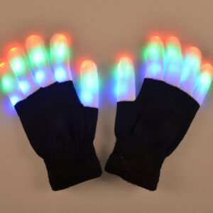 TrendBox 1 Pair LED Flashing Glowing Gloves 6 Modes Colorful Lighting Fingers