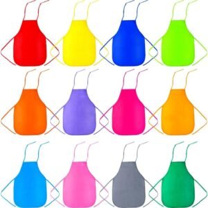 Caydo 12 Pieces 12 Colors Childrens Artists Fabric Aprons for Kitchen, Classroom,