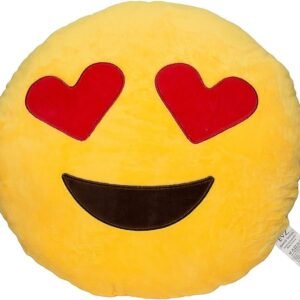 EvZ 32cm Emoji Smiley Emoticon Yellow Round Cushion Stuffed Plush Soft Pillow