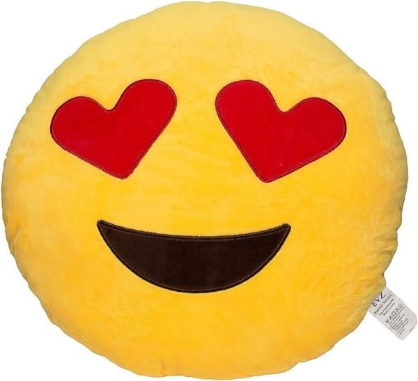 EvZ 32cm Emoji Smiley Emoticon Yellow Round Cushion Stuffed Plush Soft Pillow